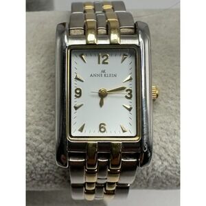 Anne Klein 10/7435 New Battery Ladies Tank Watch 20MM 7" Two Tone J93
